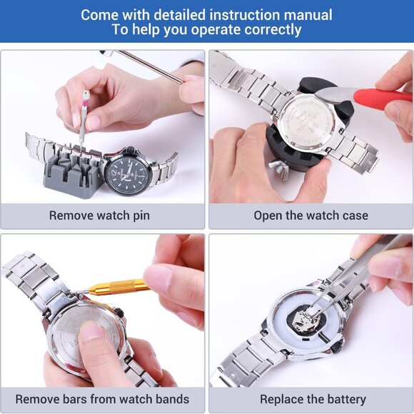 Watch Repair Kit Heavy Duty Watch Link Removal Battery Replacement Band Tool Kit - Picture 4 of 6